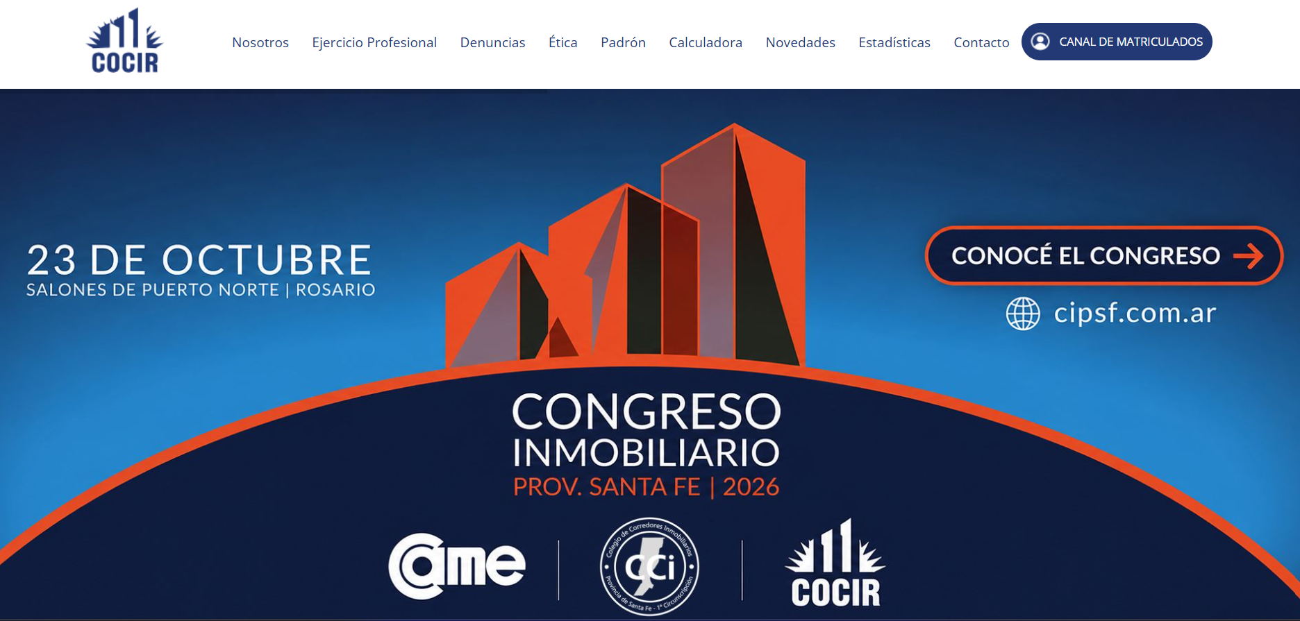 Sitio web de COCIR, con acceso al Canal de Matriculados